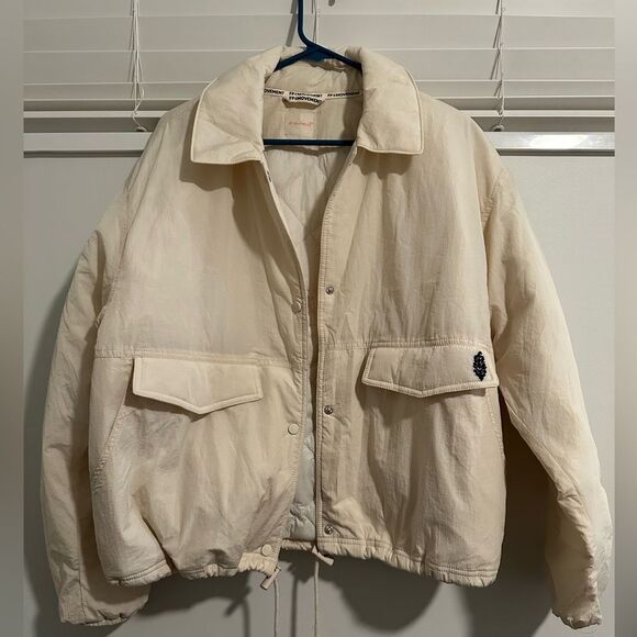 FP MOVEMENT Off The Bleachers Coaches Jacket M Layering Lightweight Boho Cream - Picture 4 of 8